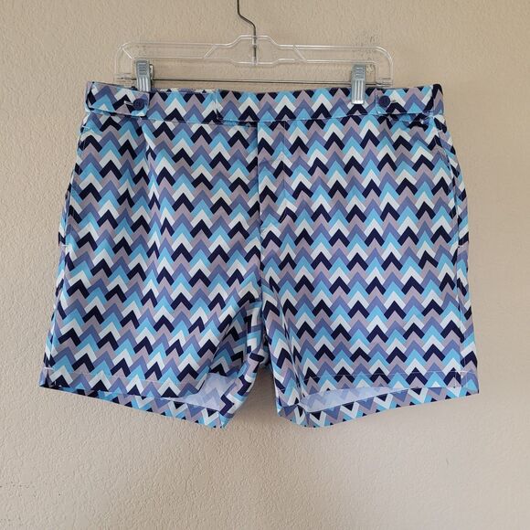 Frescobol Carioca Mens Tailored Swim Shorts Rio De Janeiro Blue White 36 Chevron - Picture 1 of 8
